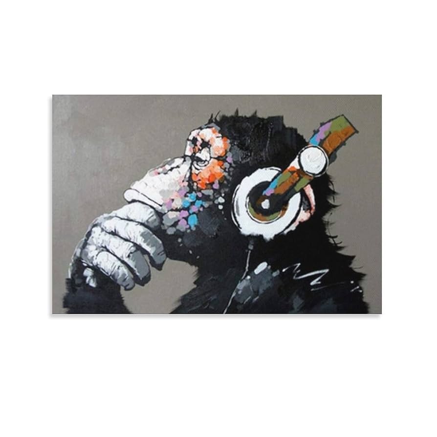 バンクシー絵　猿ポスター美品 Amazon.co.jp: Banksyバンクシー 《猿抽象画》ポスター